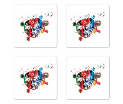 Abstract Turtle Notes Coaster Set Of Four