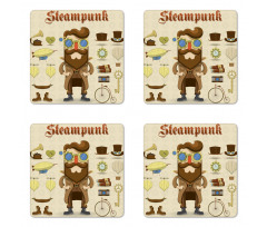 Hipster Gentleman Coaster Set Of Four