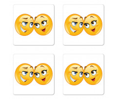 Loving Emoticon Couple Coaster Set Of Four