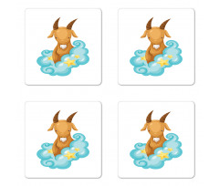 Cartoon Goat Coaster Set Of Four