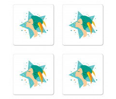 Woman and Horn Coaster Set Of Four