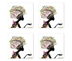 Floral Woman Coaster Set Of Four