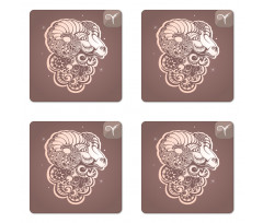 Ram Portrait Stars Coaster Set Of Four