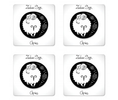 Funny Ram in a Dot Coaster Set Of Four