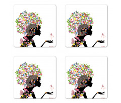 Girl with Flowers Coaster Set Of Four