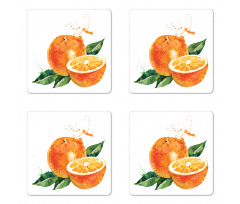 Watercolor Orange Art Coaster Set Of Four