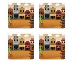 Wild West Village Town Coaster Set Of Four