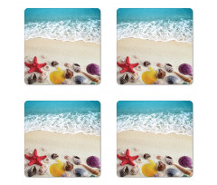 Sea Shells on Sandy Coast Coaster Set Of Four