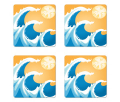 Huge Sea Waves Summer Coaster Set Of Four