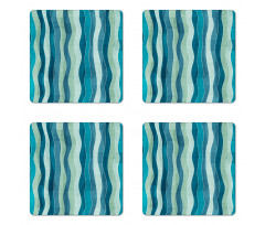 Grunge Wave Pattern Coaster Set Of Four