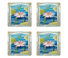 Stained Glass Lotus Coaster Set Of Four