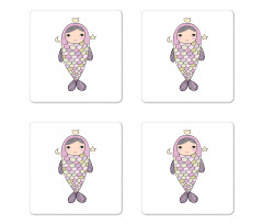 Girl in Fish Costume Coaster Set Of Four