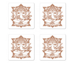 Asian Figure Symbol Boho Coaster Set Of Four