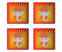 Retro Figure Mandala Coaster Set Of Four