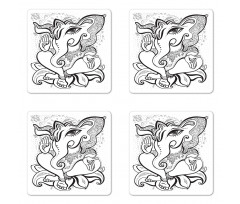 Oriental Symbol Elephant Coaster Set Of Four