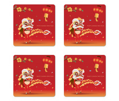 Little Boy Lion Dance Coaster Set Of Four