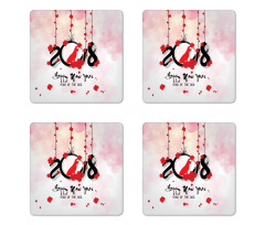 Brush Blossom Coaster Set Of Four