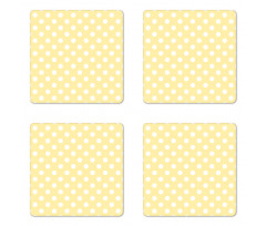 Retro Polka Dots Yellow Coaster Set Of Four