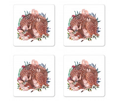 Deer with Hares in Forest Coaster Set Of Four