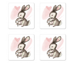 Bunny with His Mom Coaster Set Of Four