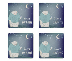 Polar Bear Holding a Star Coaster Set Of Four