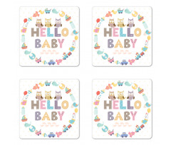 Hello Baby Owls Coaster Set Of Four