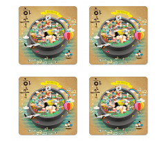 Cartoon Style Khimchi Pot Coaster Set Of Four