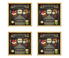 Traditional Tiki Bar Coaster Set Of Four