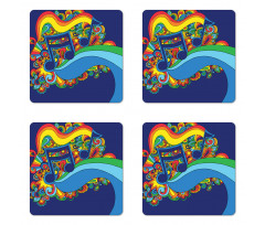 Notes on a Blue Background Coaster Set Of Four