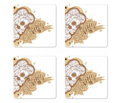 Gothic Lady Skull Coaster Set Of Four