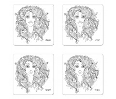 Young Floral Girl Coaster Set Of Four