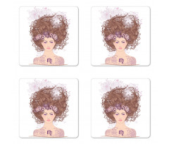 Floral Young Girl Coaster Set Of Four