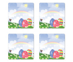 Spring Meadow with Eggs Coaster Set Of Four