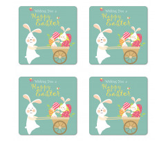 Smiling Bunny Eggs Coaster Set Of Four