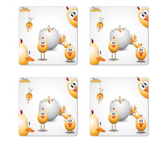 Chicks Funny Cartoon Coaster Set Of Four