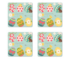 Flowers Zigzags Lines Coaster Set Of Four