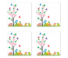 Spring Illustration Coaster Set Of Four