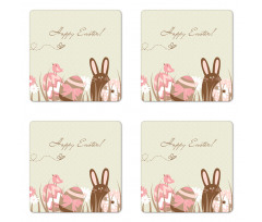 Pastel Toned Eggs Birds Coaster Set Of Four