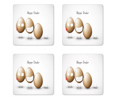 Funny Doodle Style Eggs Coaster Set Of Four