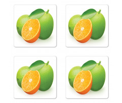 Lime Orange Design Coaster Set Of Four