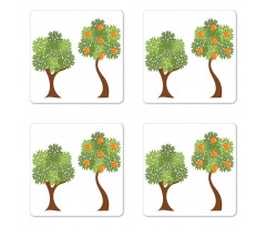 Trees with Leaves Coaster Set Of Four