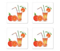 Orange Juice Glass Coaster Set Of Four