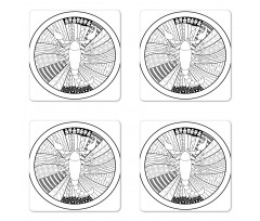 Round Tattoo Art Coaster Set Of Four