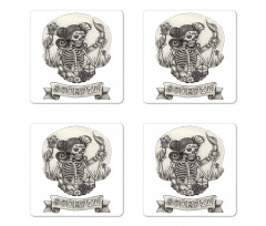 Skeleton Woman Coaster Set Of Four