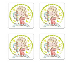 Girl with Mirror Coaster Set Of Four