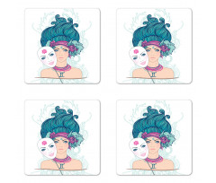 Young Lady Mask Coaster Set Of Four