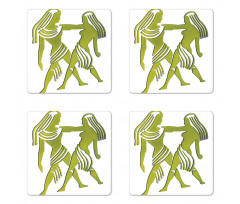 Green Twins Art Coaster Set Of Four