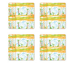 Childish Rainy Forest Coaster Set Of Four