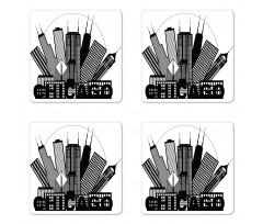 City in Circle Coaster Set Of Four