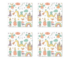 Doodle Dragon and King Coaster Set Of Four